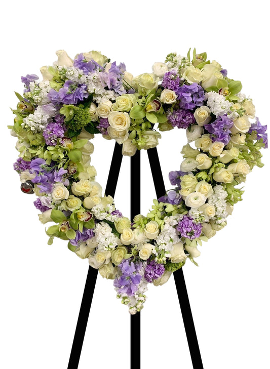 青蕙蘭花玫瑰心形帛事花圈