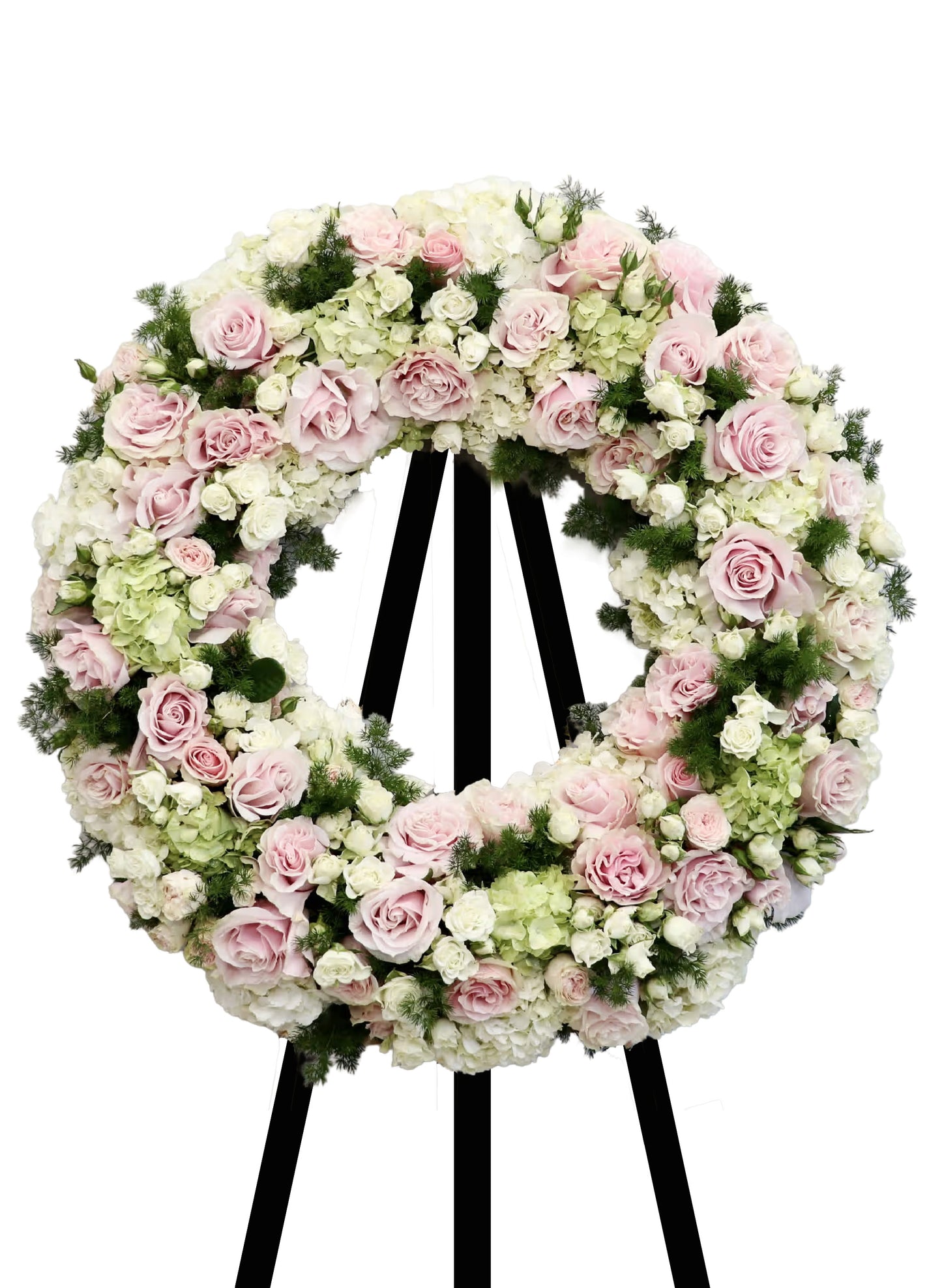 繡球玫瑰圓形悼念帛事花圈