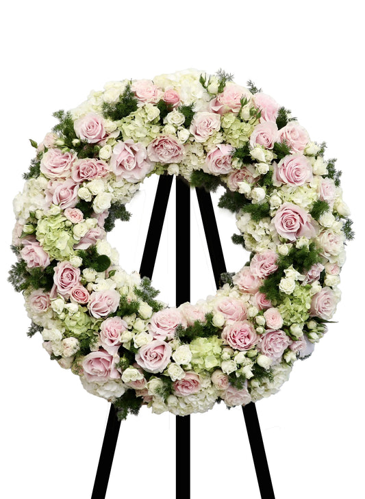繡球玫瑰圓形悼念帛事花圈