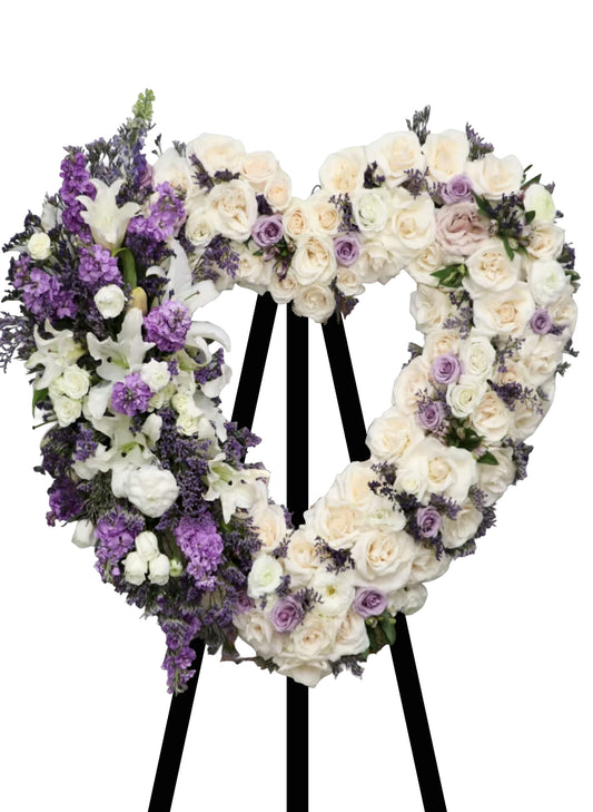 紫羅蘭玫瑰心形帛事花圈