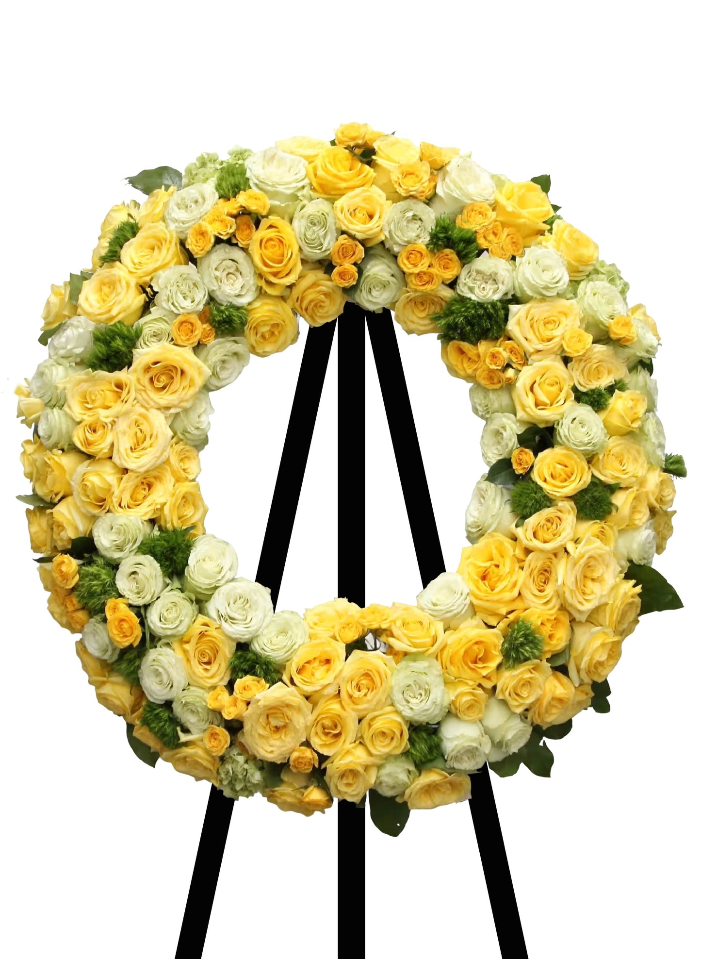 黃玫瑰圓形帛事花圈