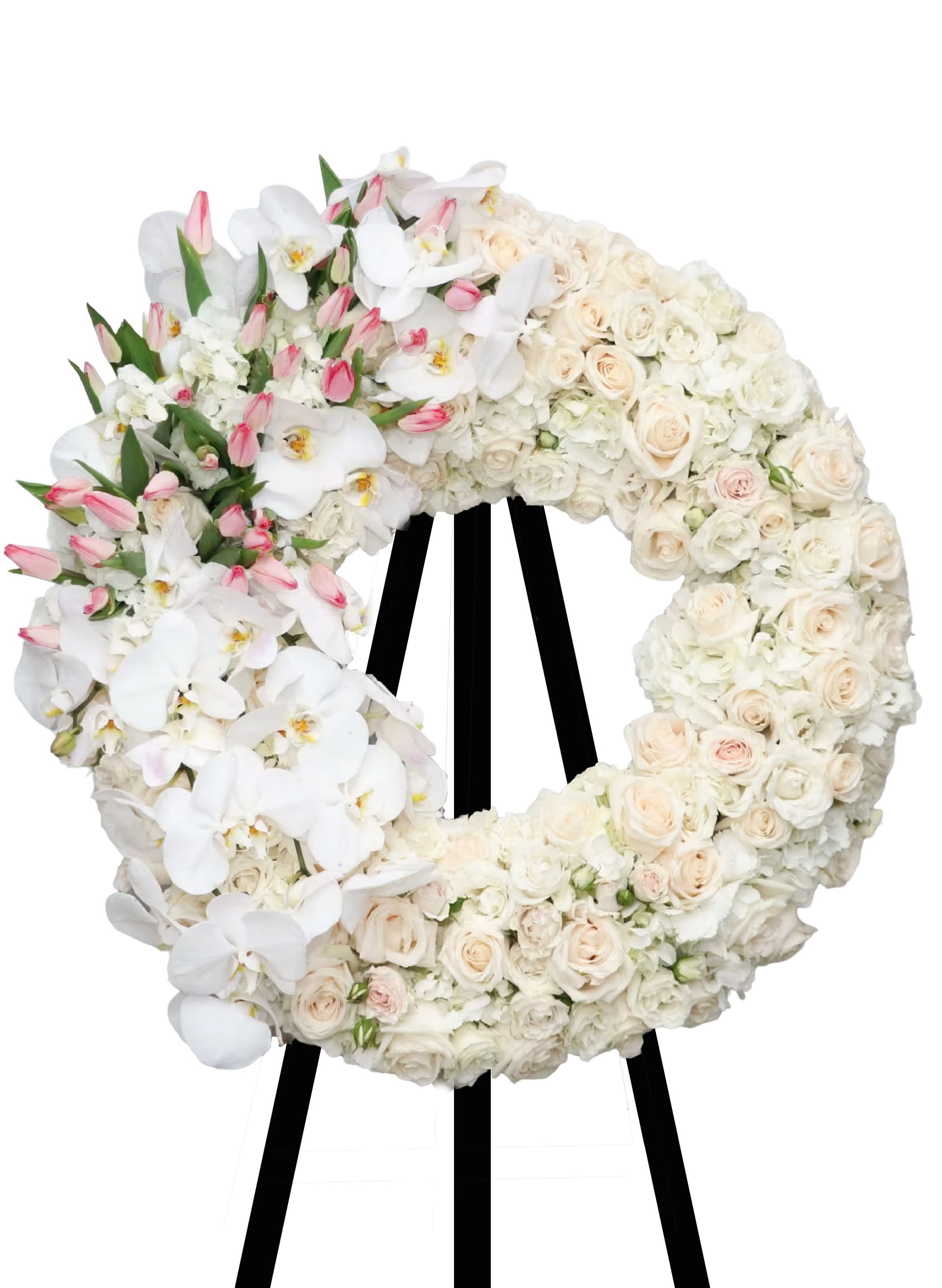 鬱金香蘭花圓形帛事花圈